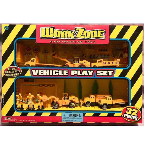 JA-RU inc. Work Zone Construction Toys 32 Pieces Vehicle Play Set NEW In Box - Picture 2 of 3